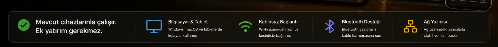 Tablet, telefon, bilgisayar ve kasa — tüm cihazlarda çalışır