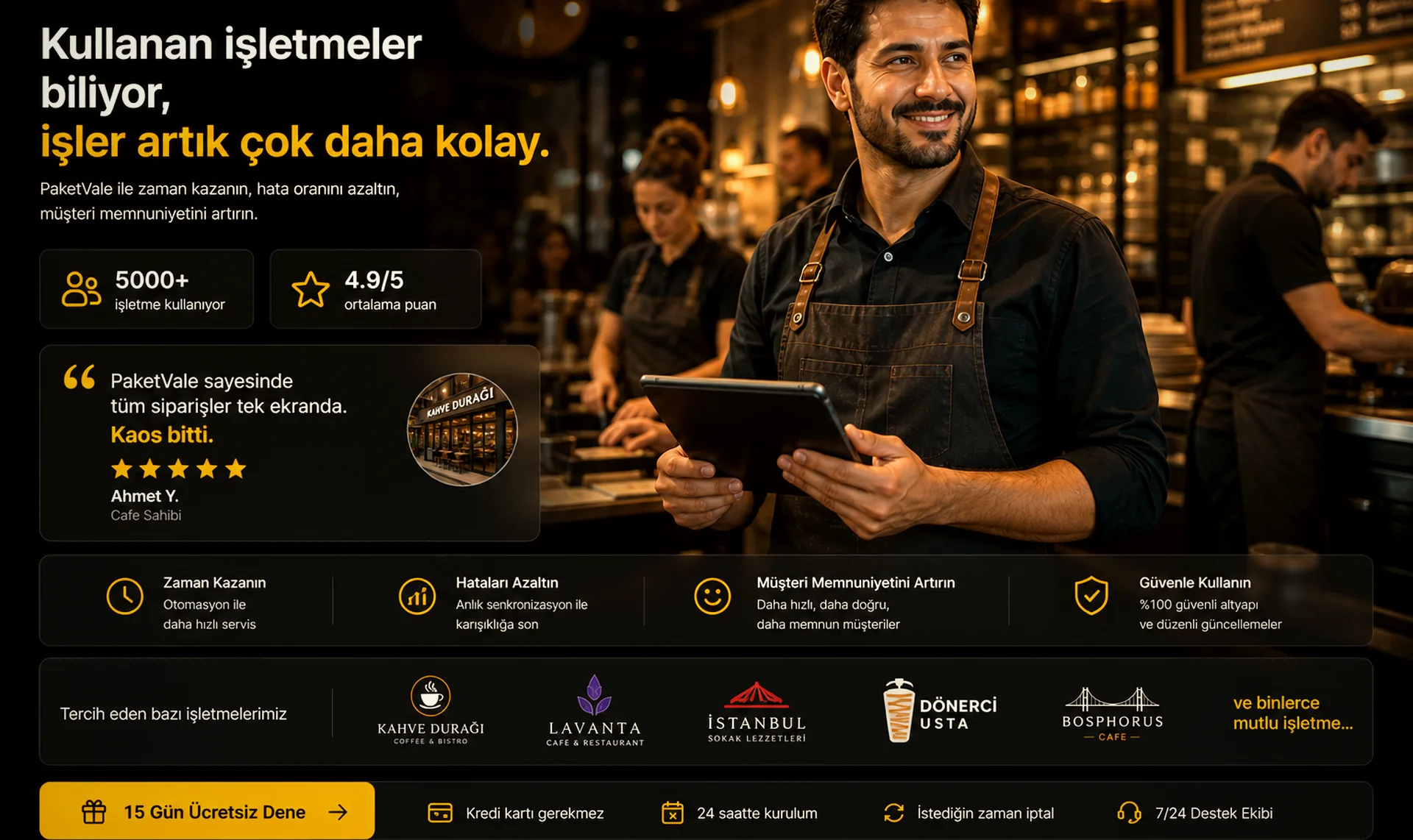 PaketVale aktif kullanan işletmeler